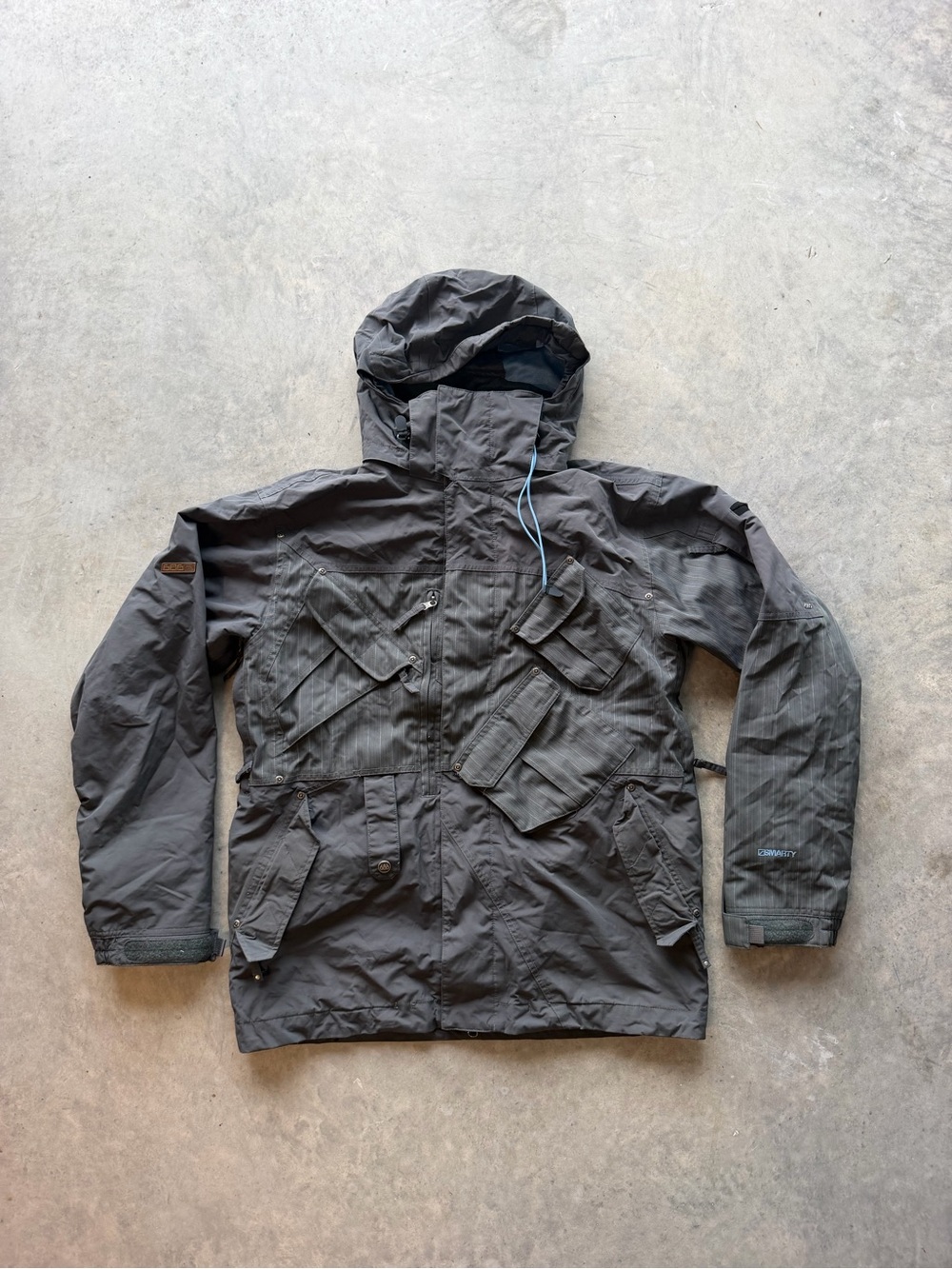 686 Smarty 3-in-1 Snowboard Jacket Men's M Grey Pinstripe Detachable Fleece